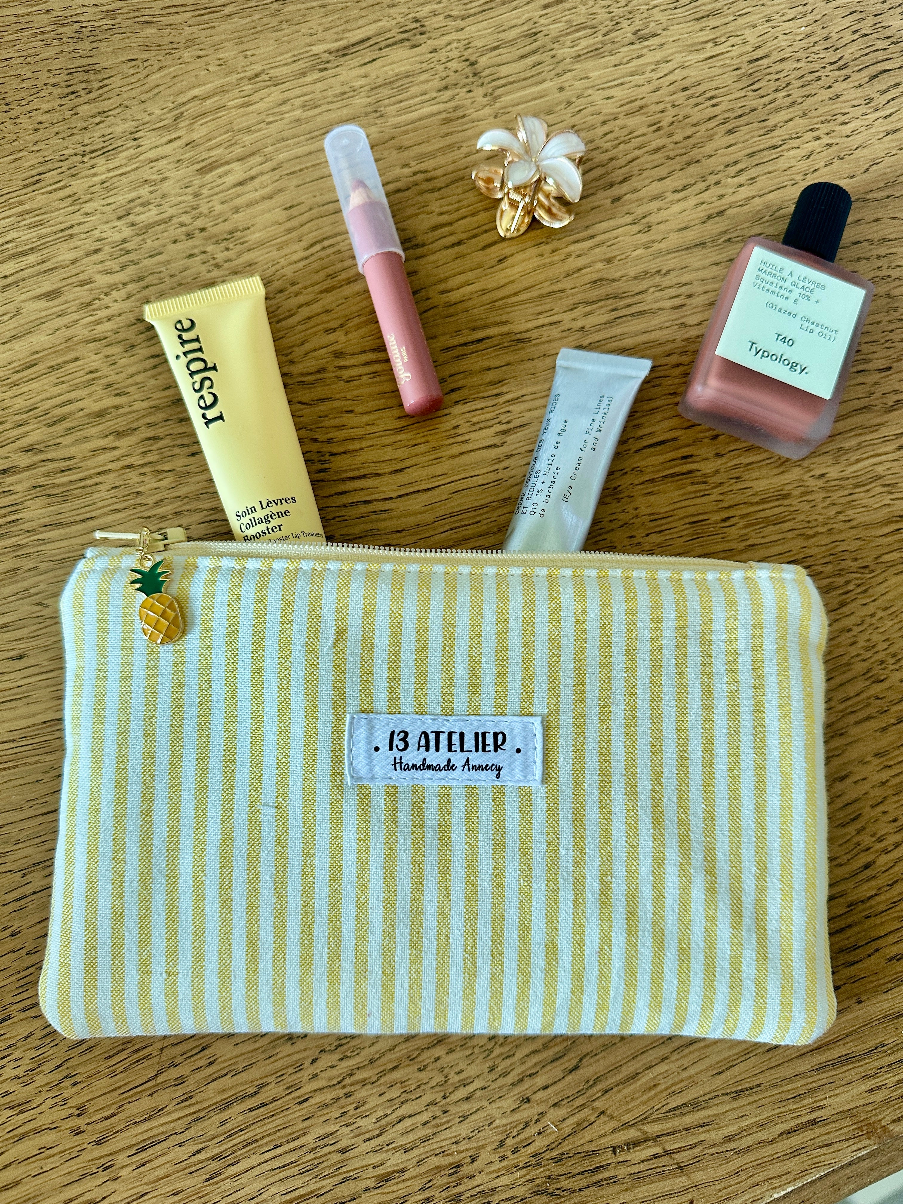 Mini pochette rayure jaune