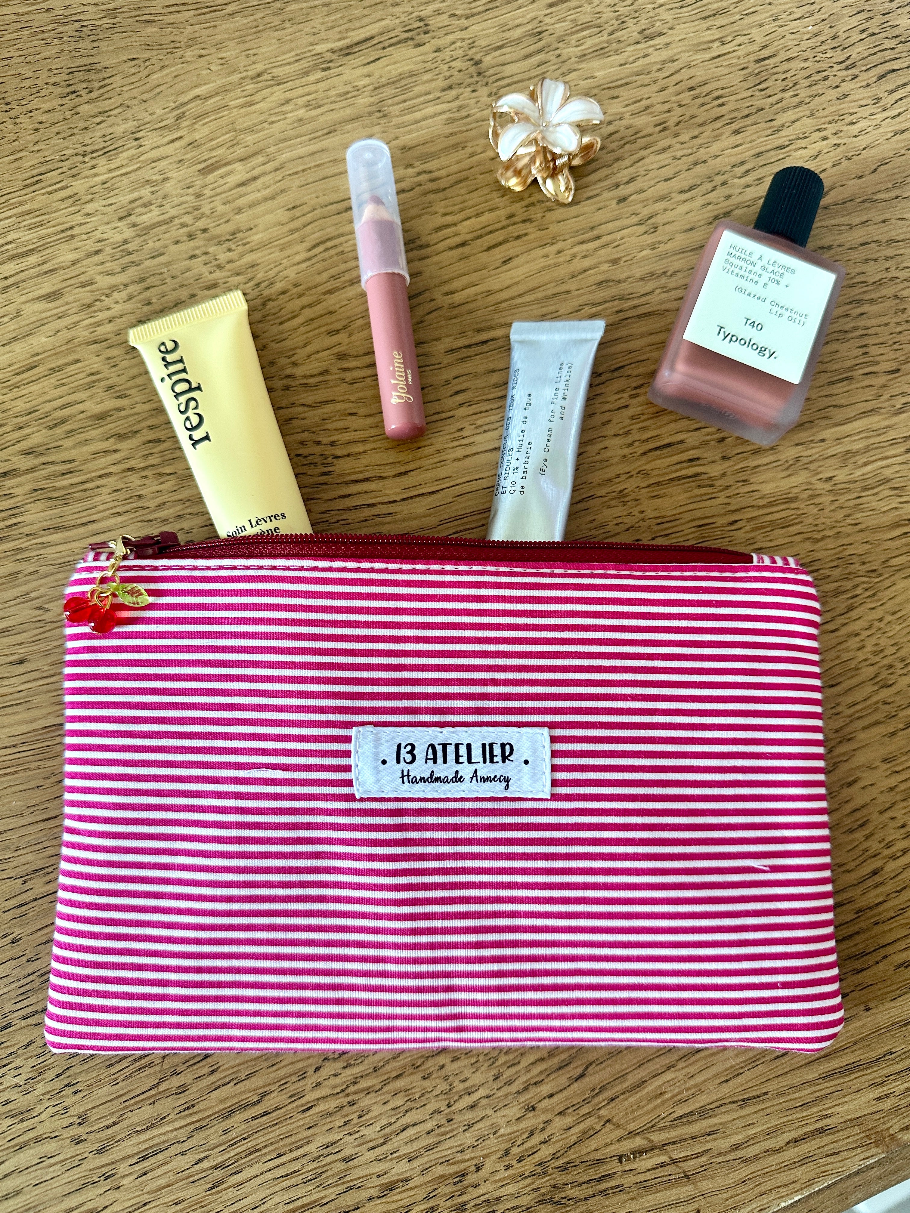 Mini pochette rayures rouges