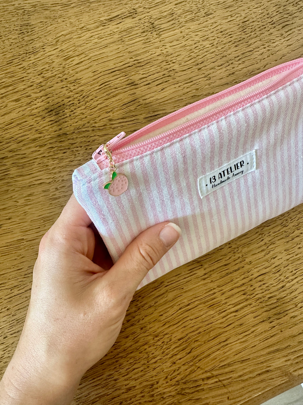 Mini pochette rayure rose