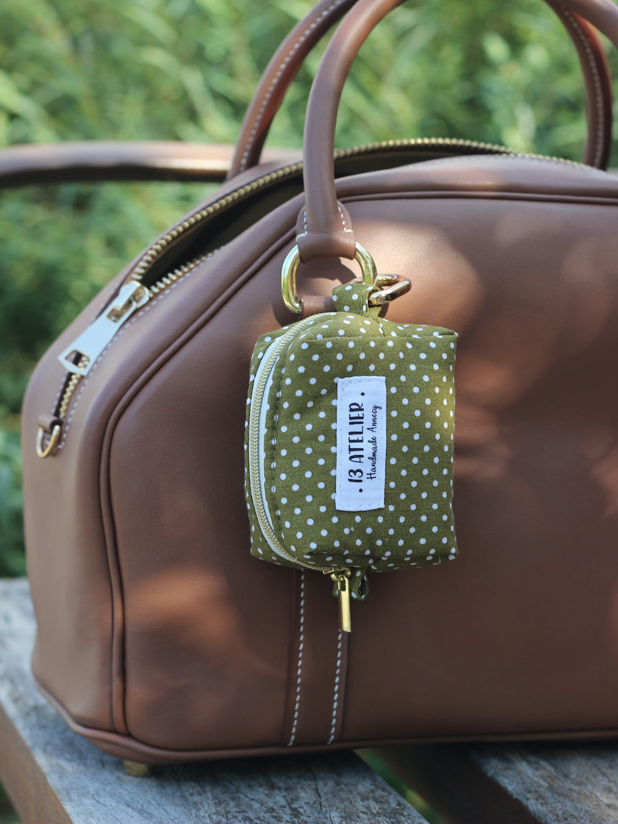 Mini trousse écouteurs petits pois kaki