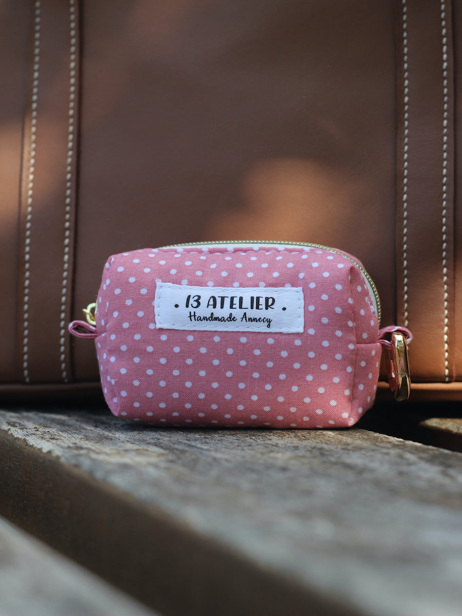 Mini trousse écouteurs petits pois roses