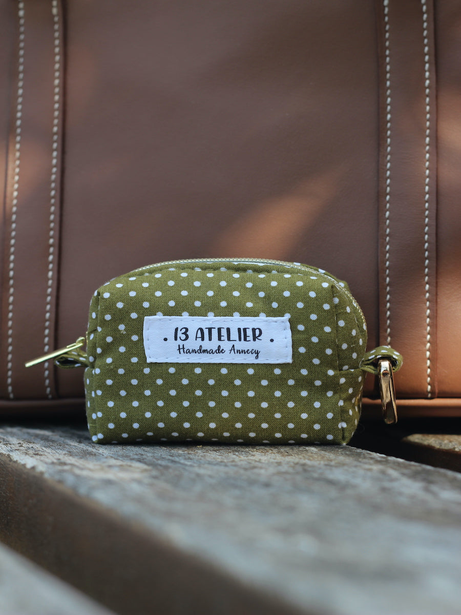 Mini trousse écouteurs petits pois kaki
