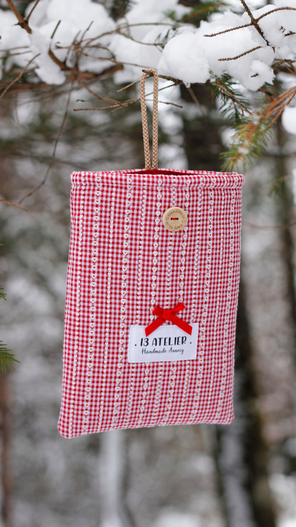 Pochette à livre vichy coeur