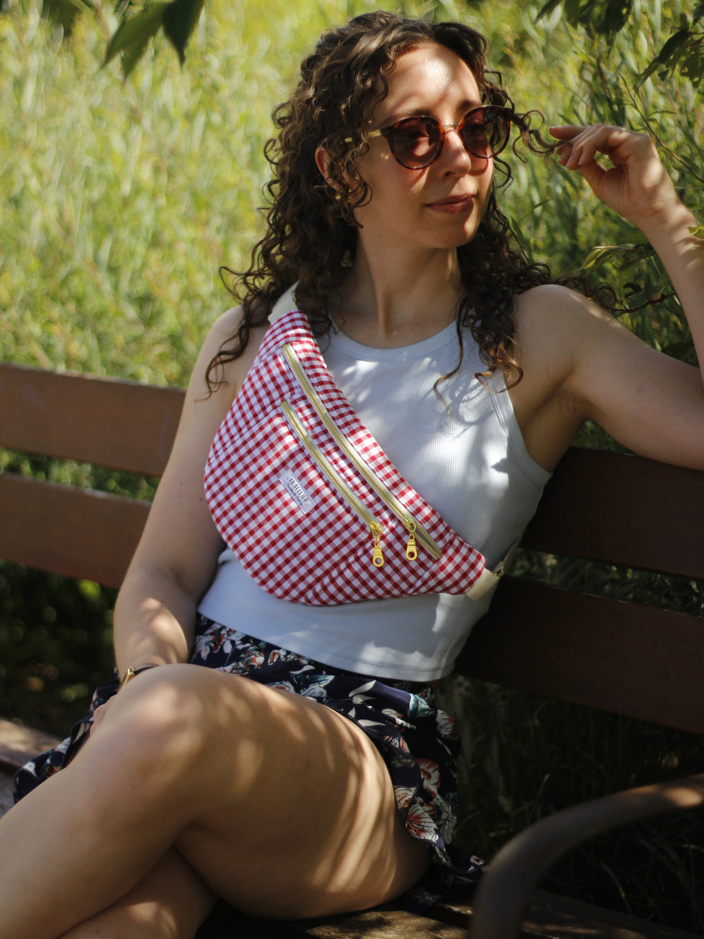 Sac banane vichy rouge