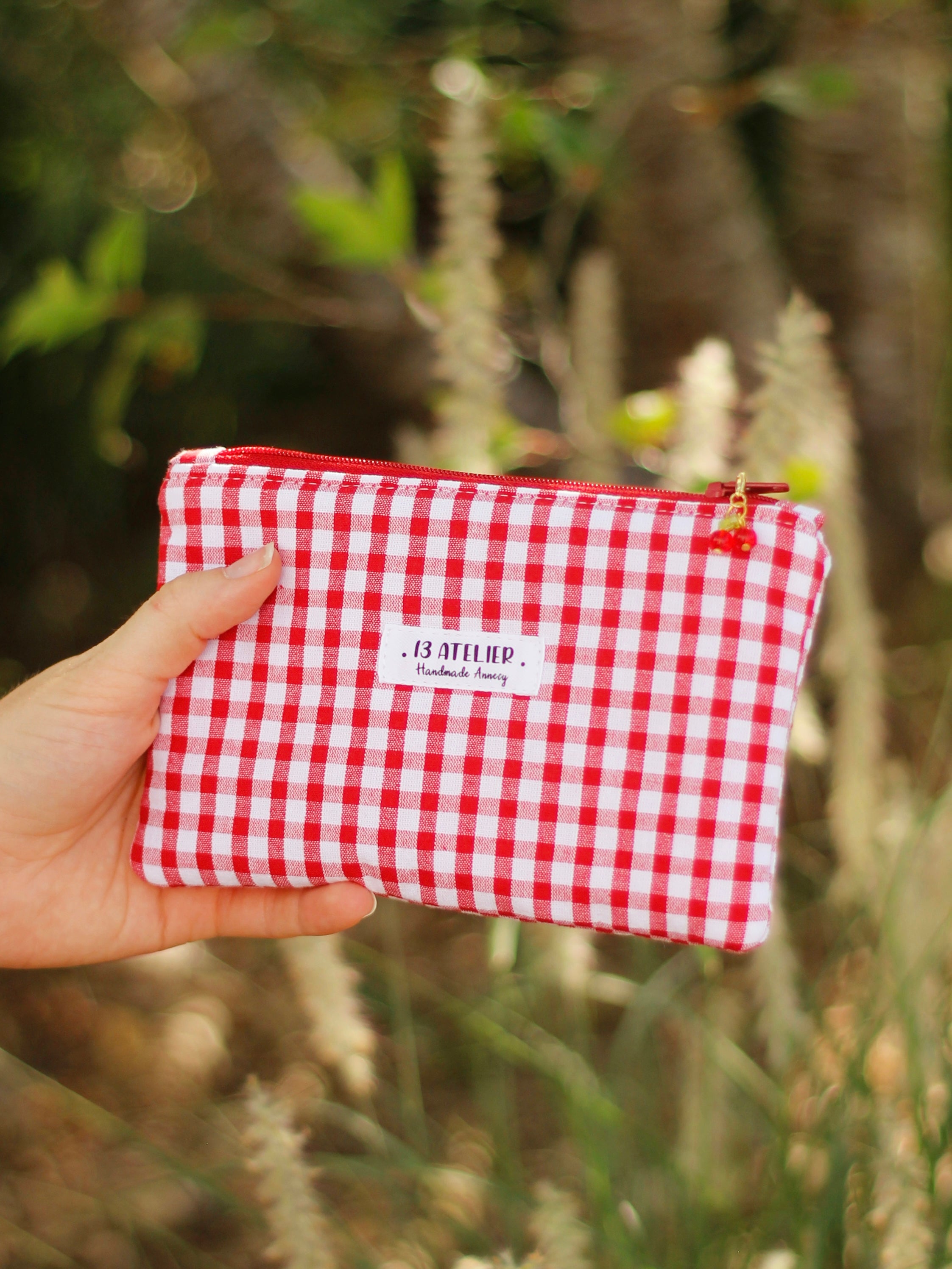 Mini pochette vichy rouge