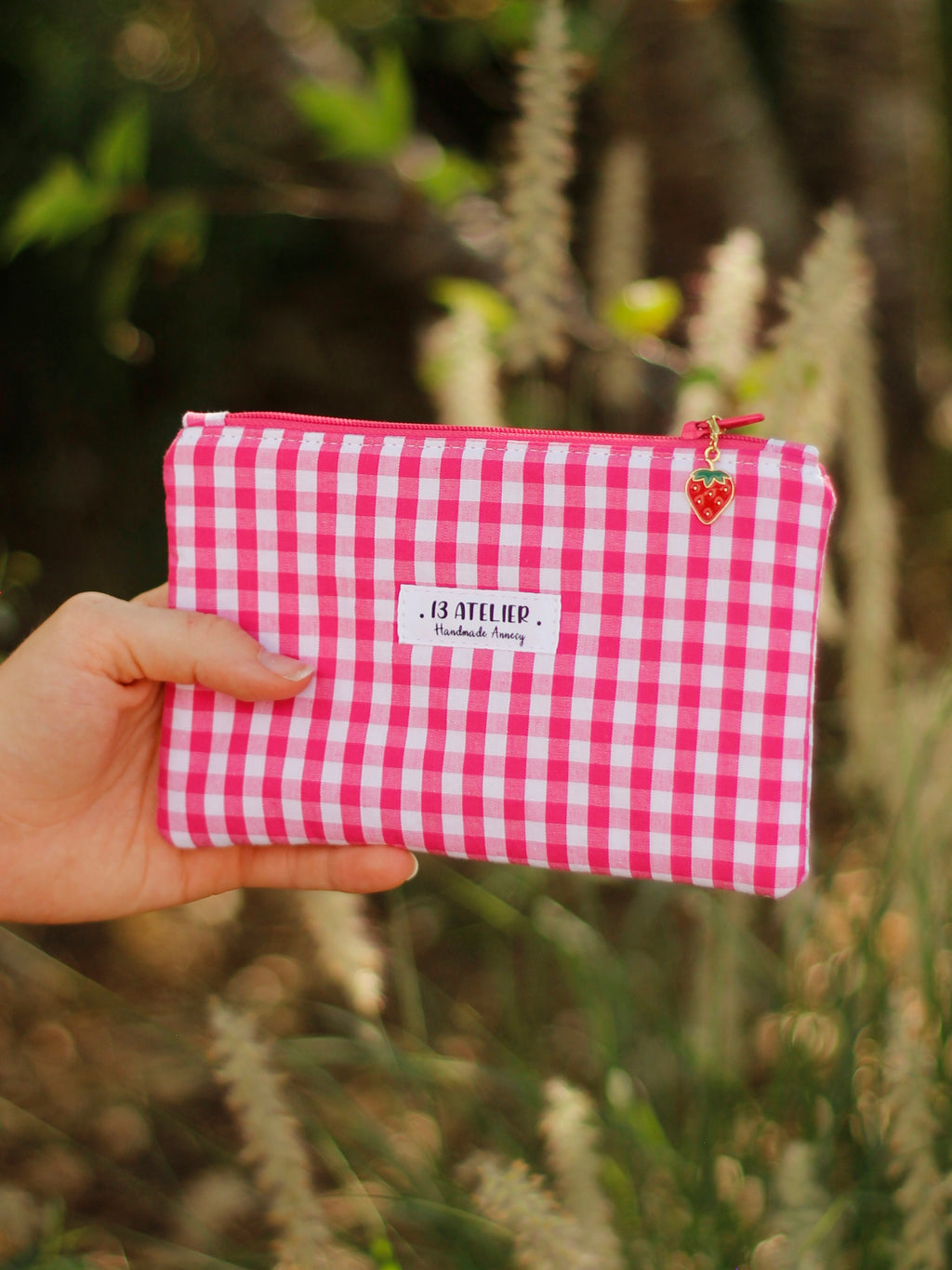 Mini pochette vichy rose