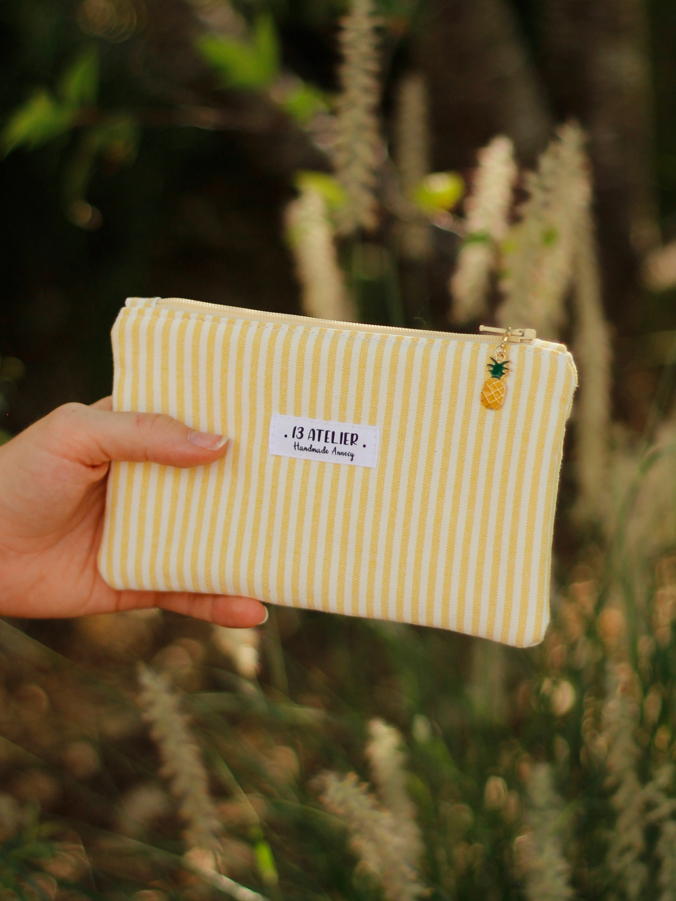 Mini pochette rayure jaune