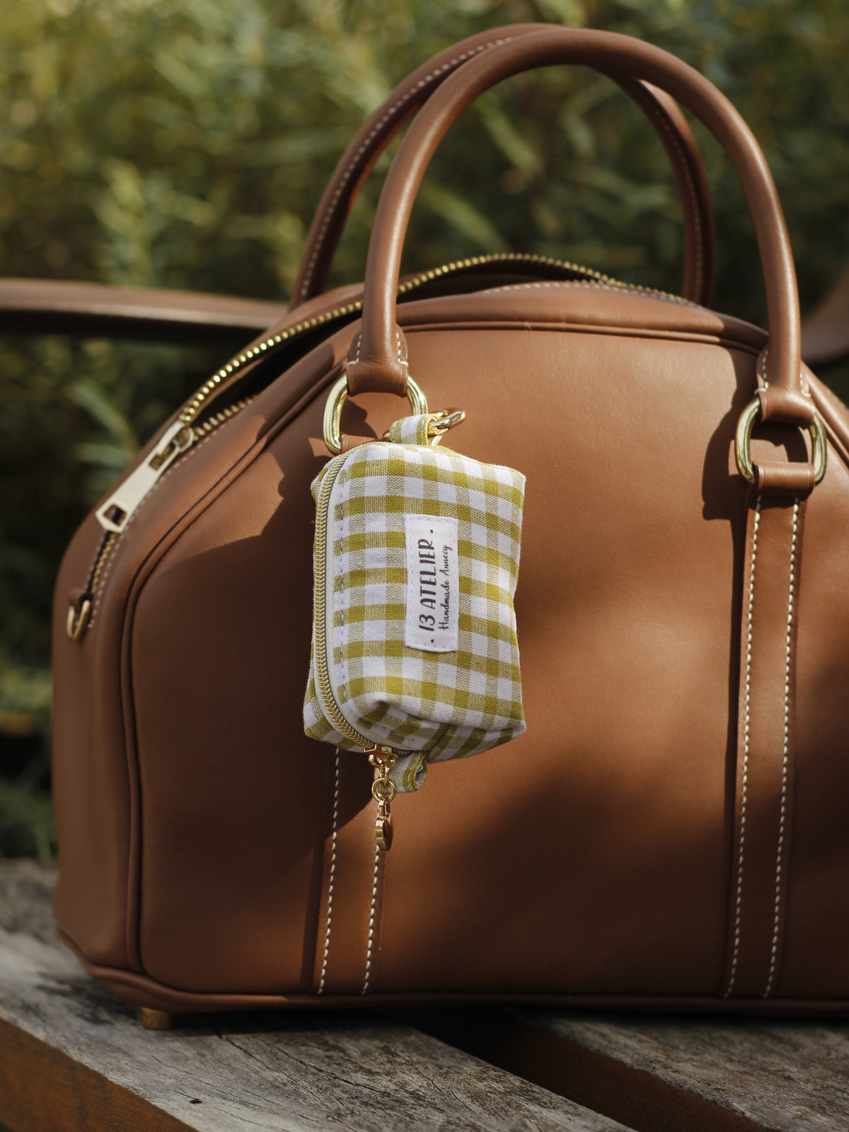 Mini trousse écouteurs vichy vert