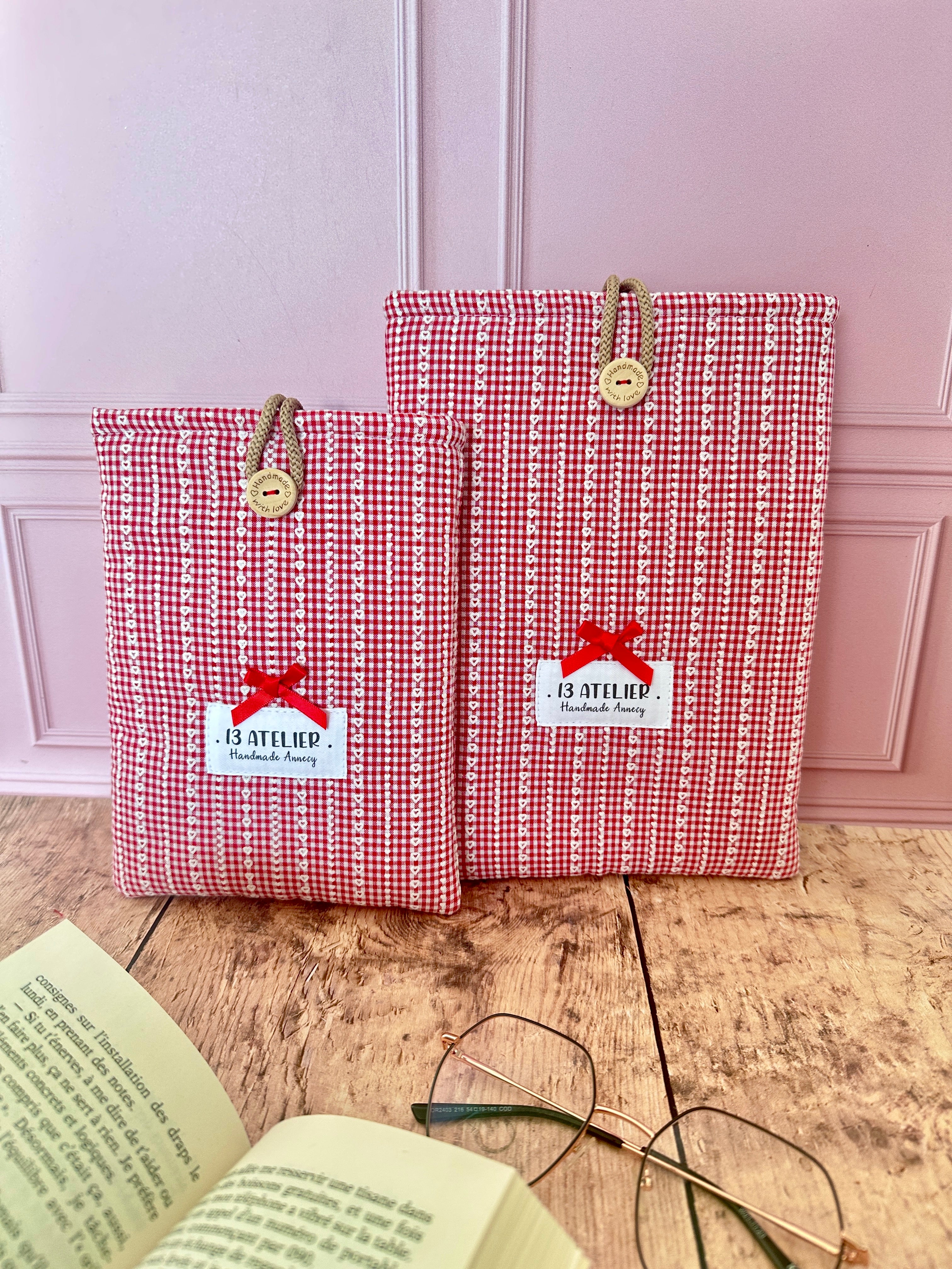 Pochette à livre vichy coeur