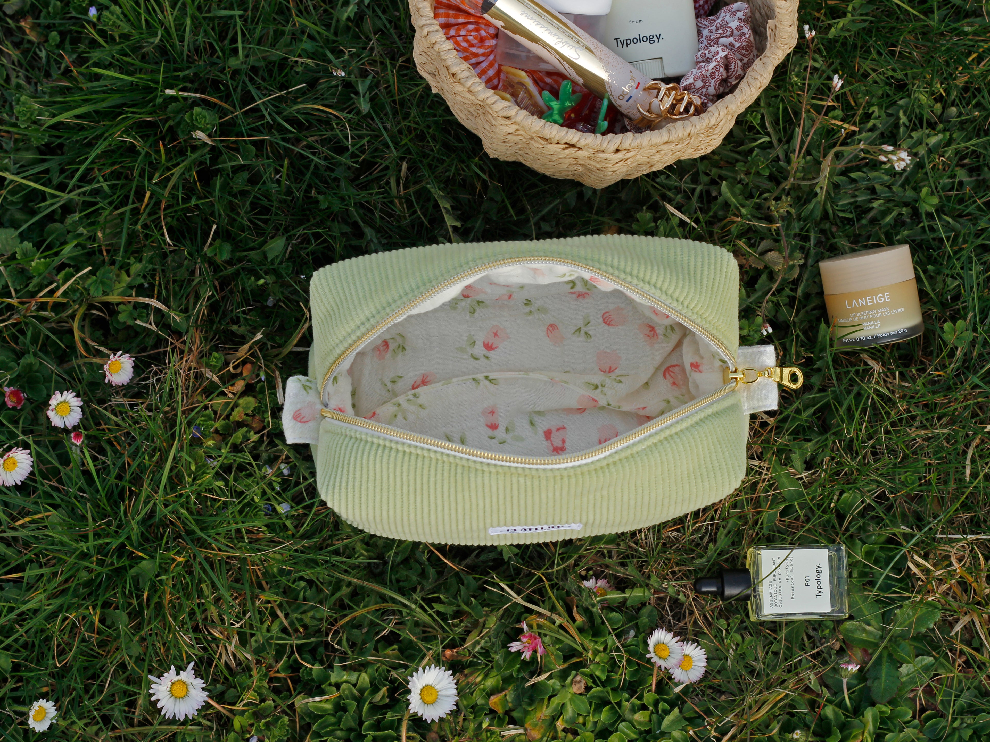 Trousse velours pistache