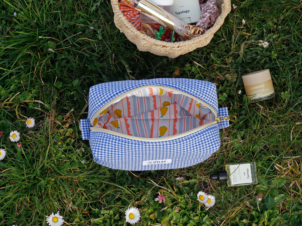 Trousse vichy bleu
