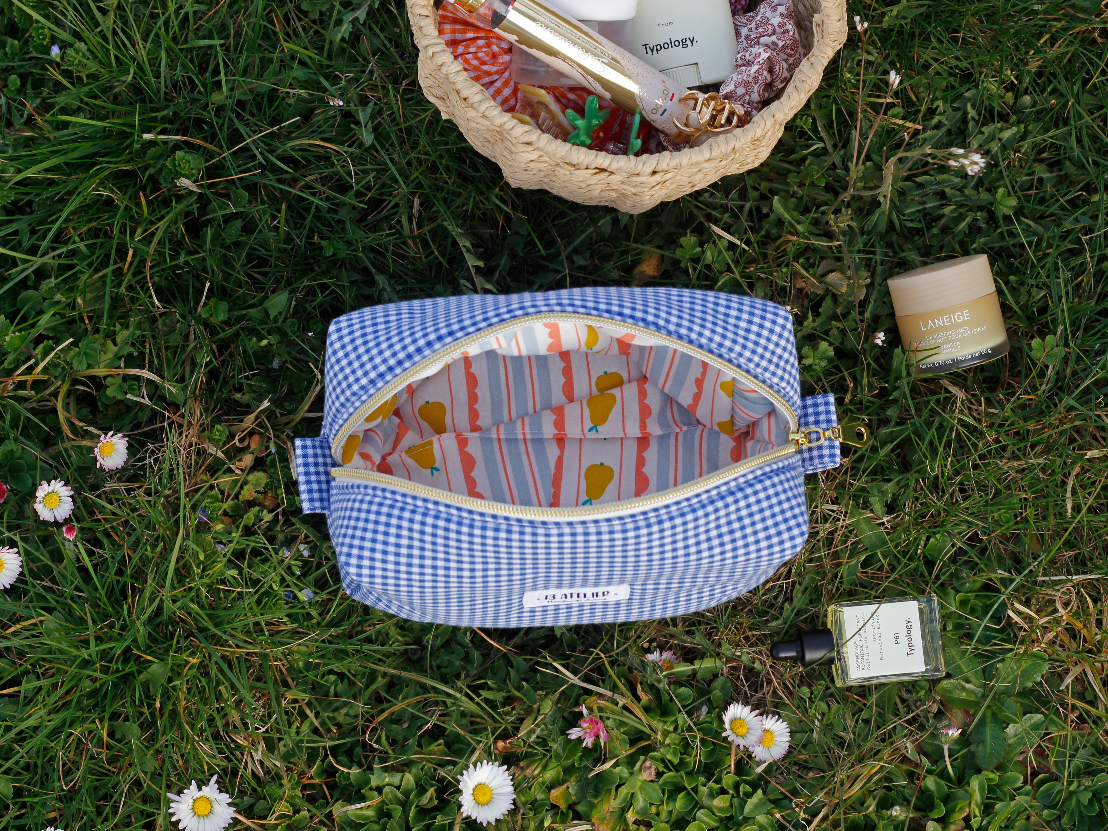 Trousse vichy bleu