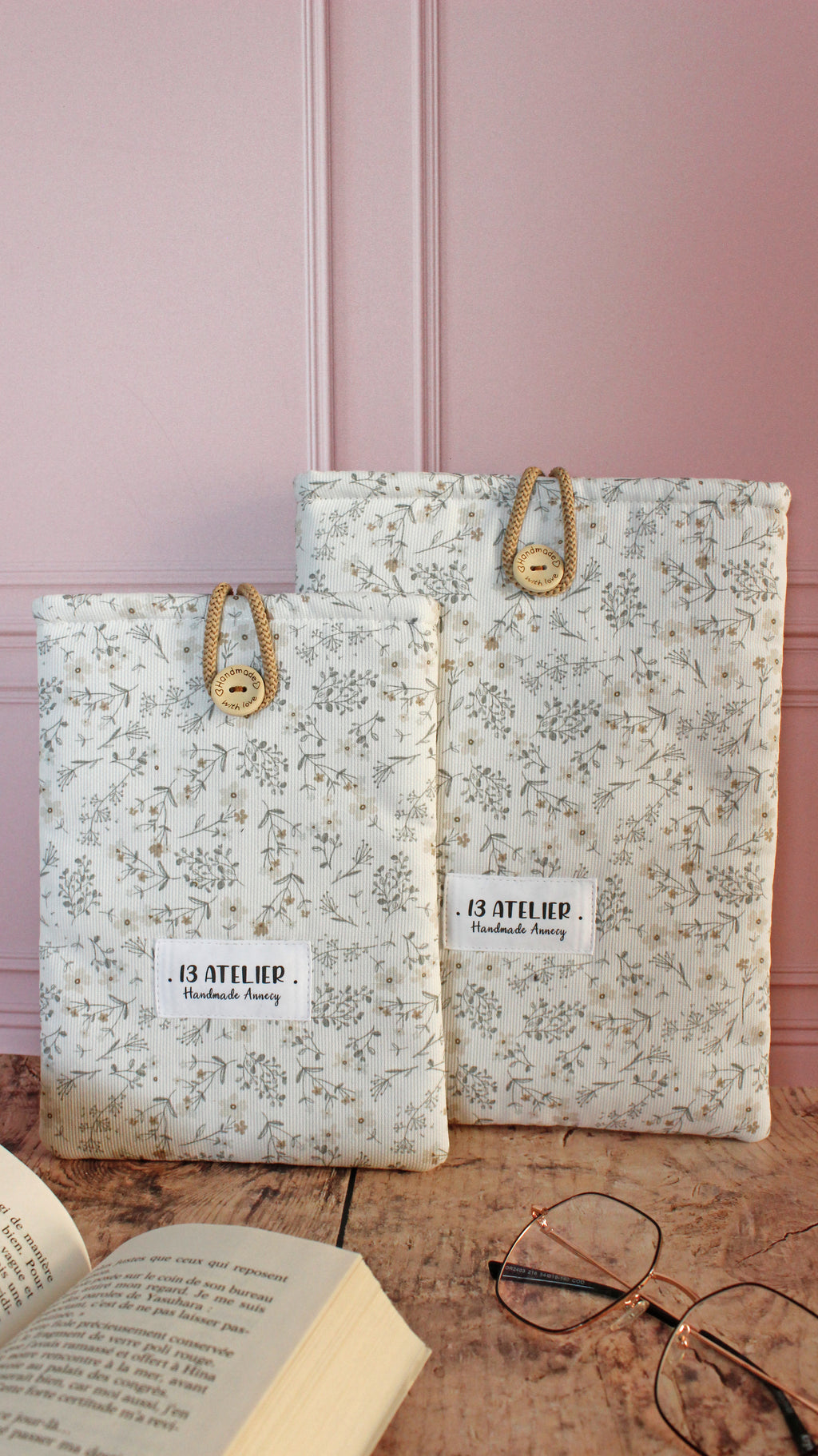 Pochette à livre fleurs d'hiver