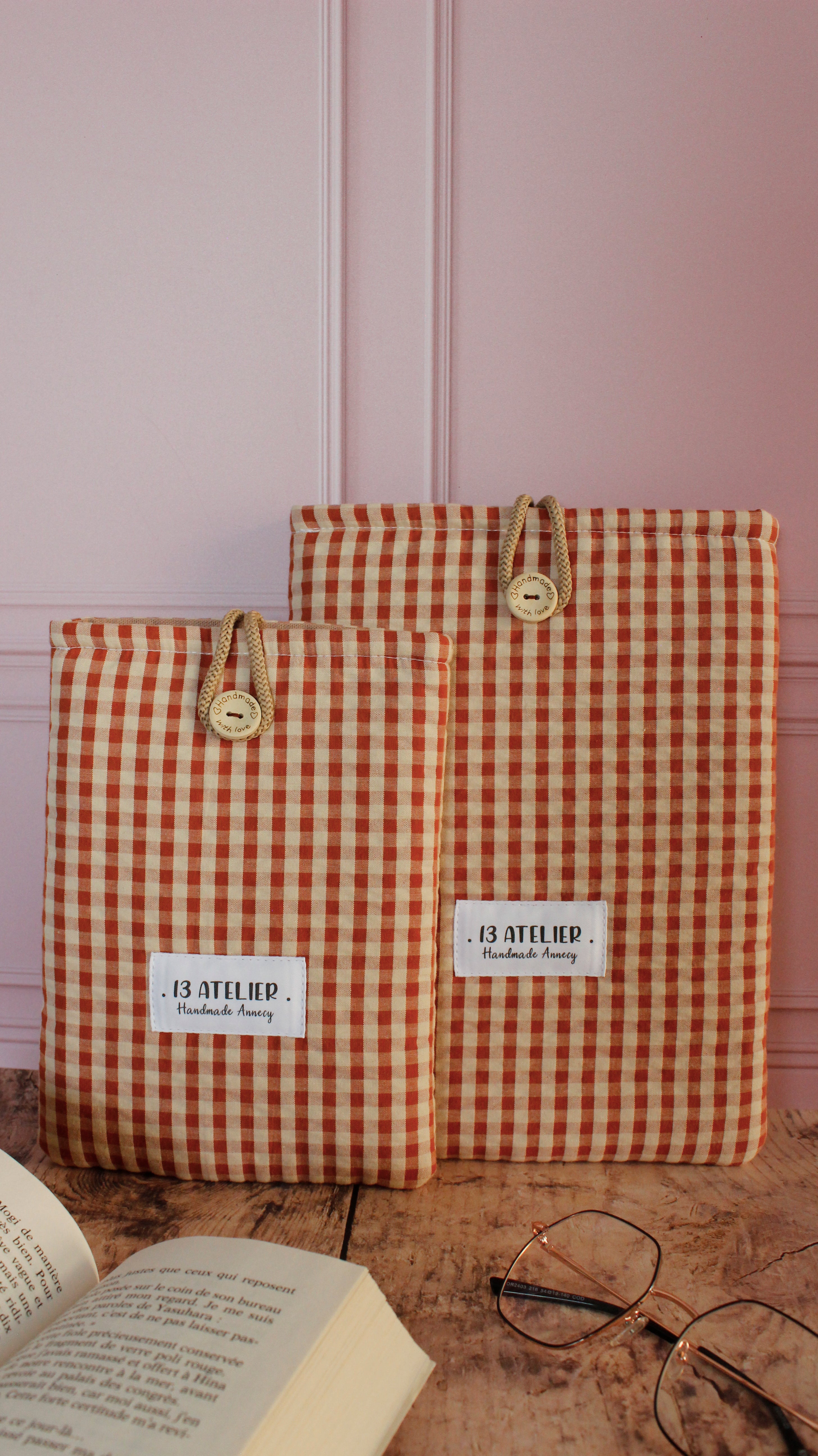 Pochette à livre vichy