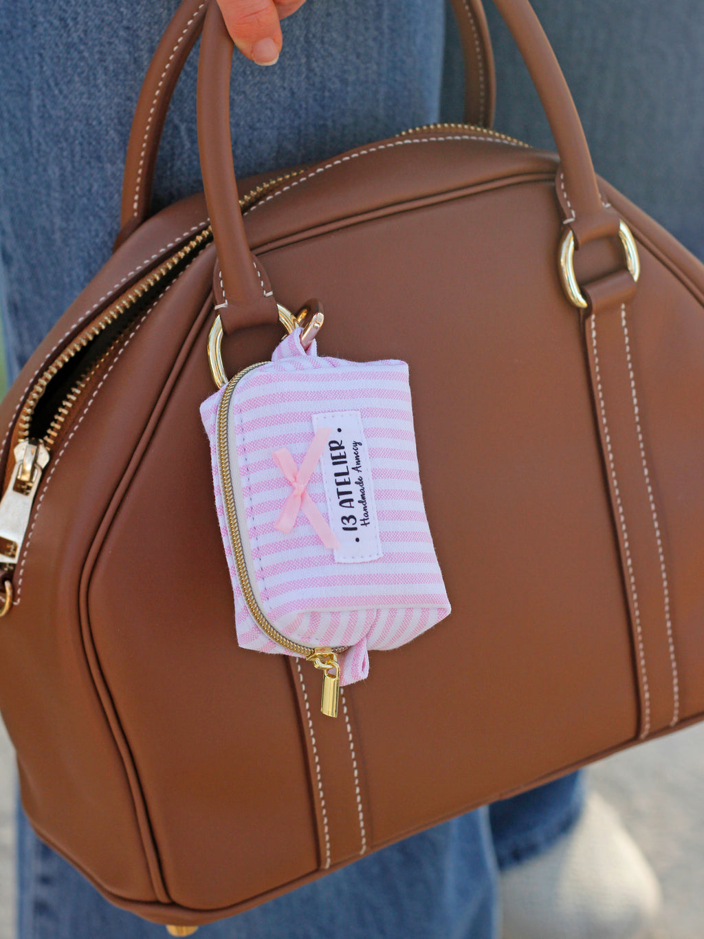 Mini trousse écouteurs rayure rose