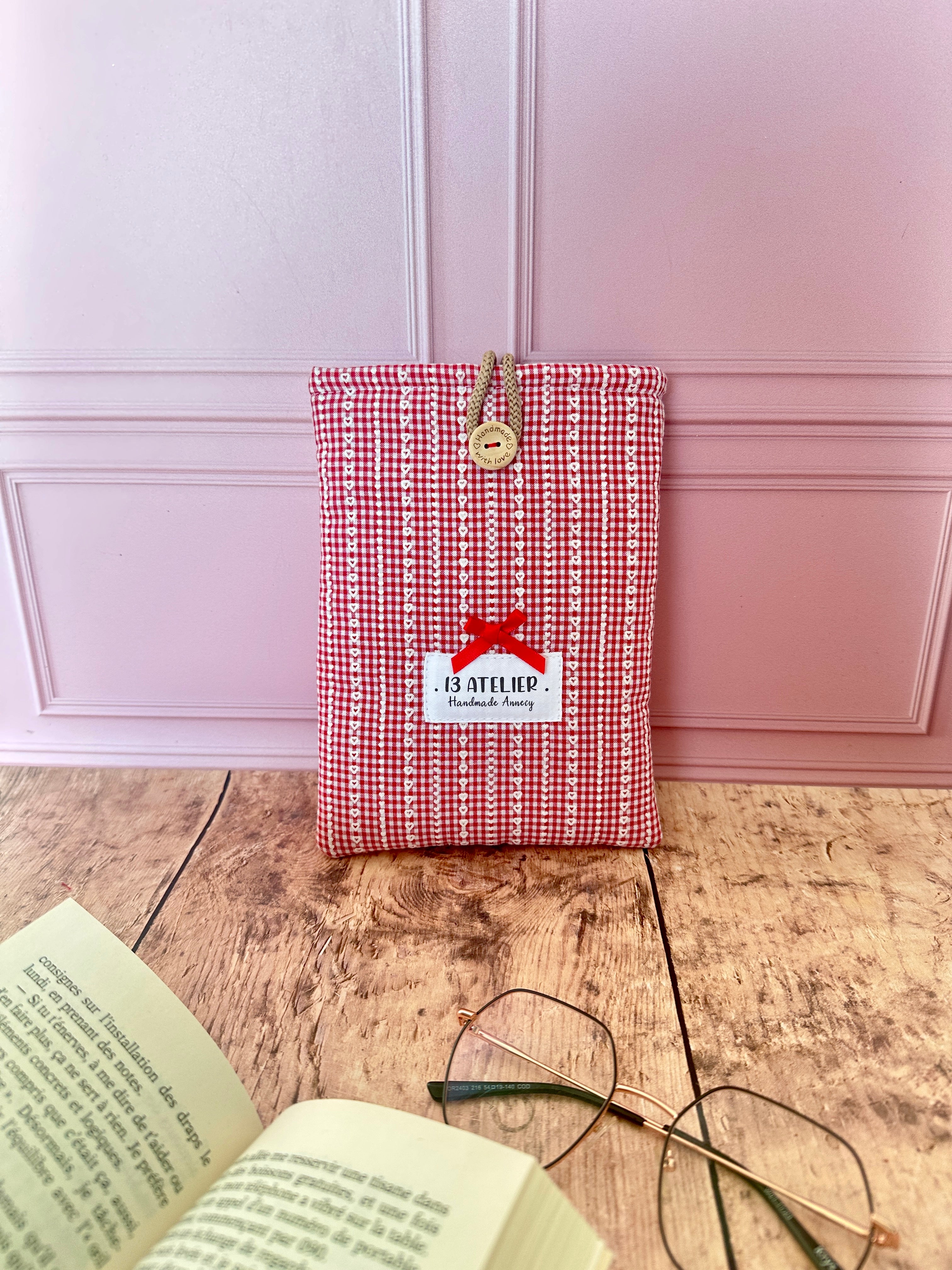 Pochette à livre vichy coeur