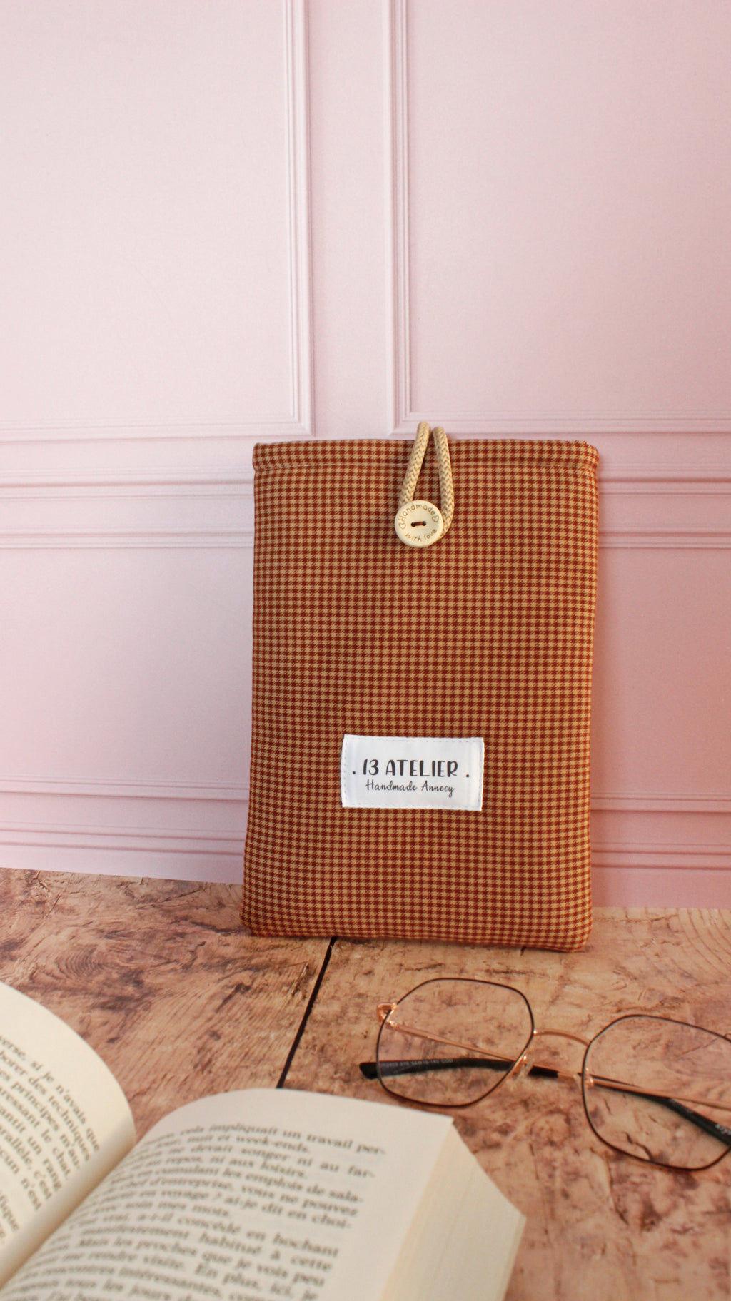 Pochette à livre carreaux