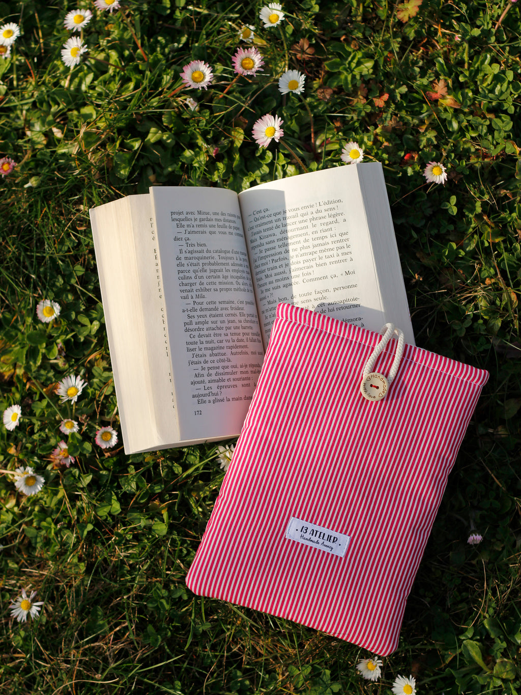 Pochette à livre rayure rouge