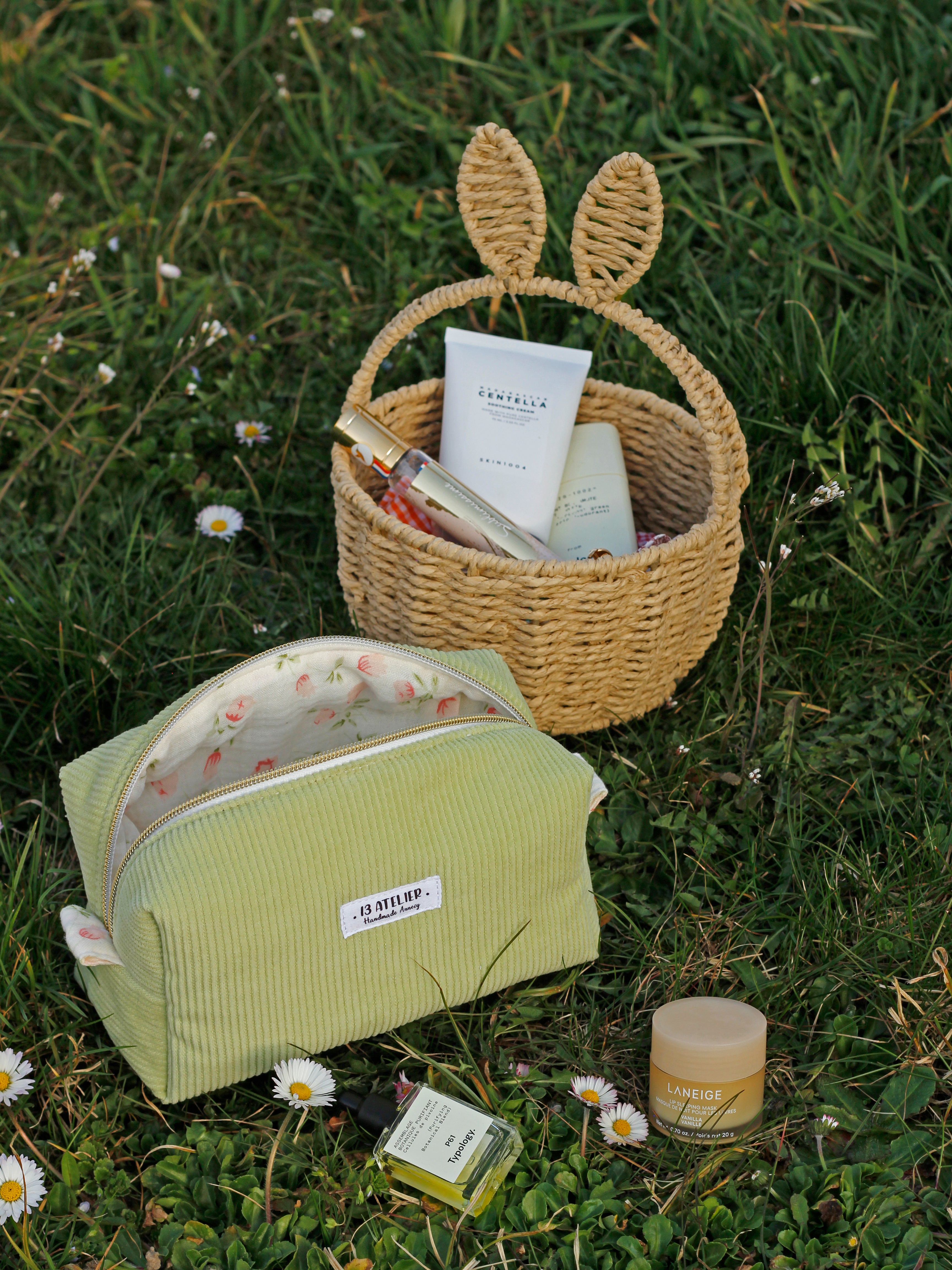 Trousse velours pistache