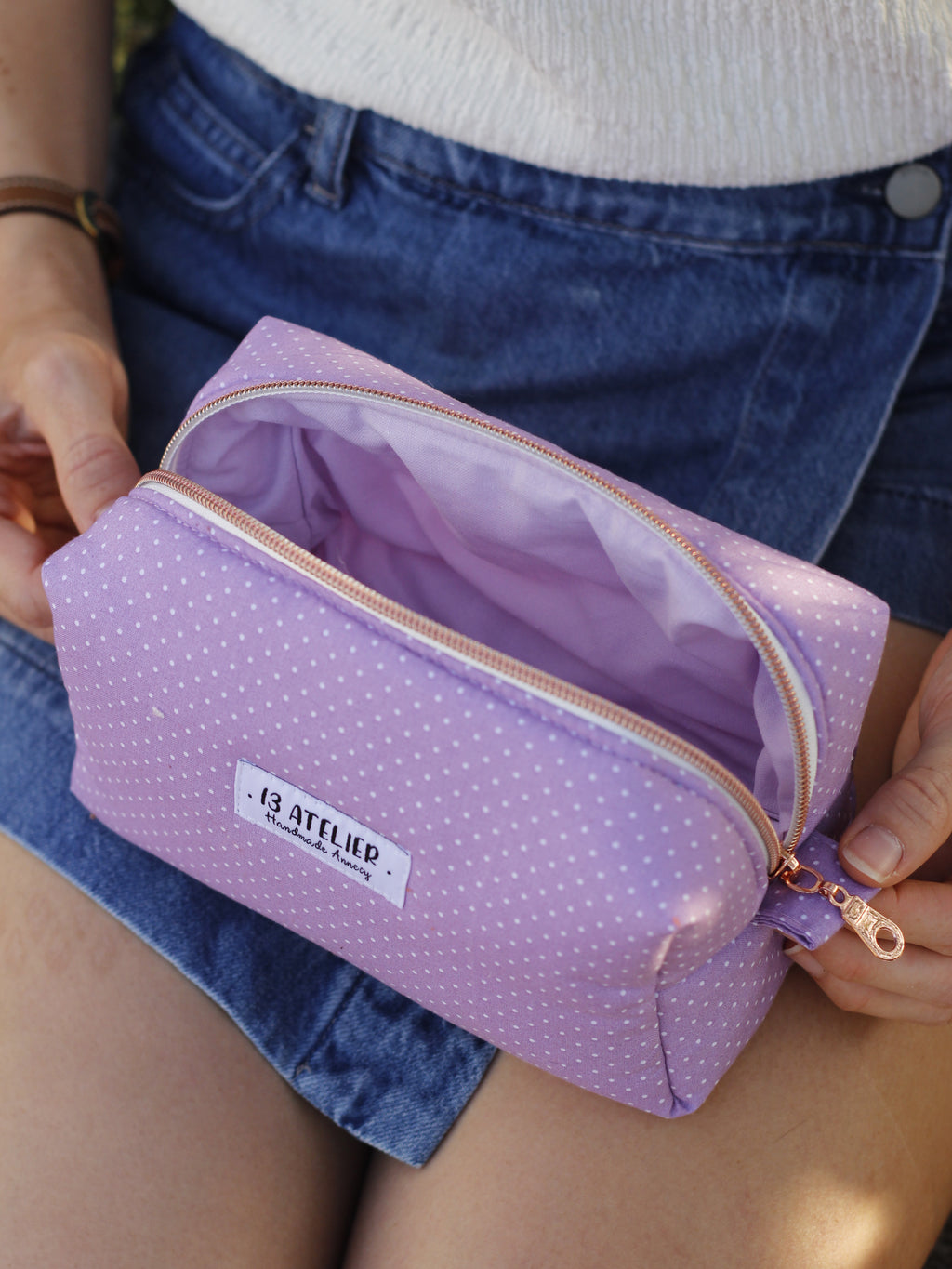 Trousse polka dots lila